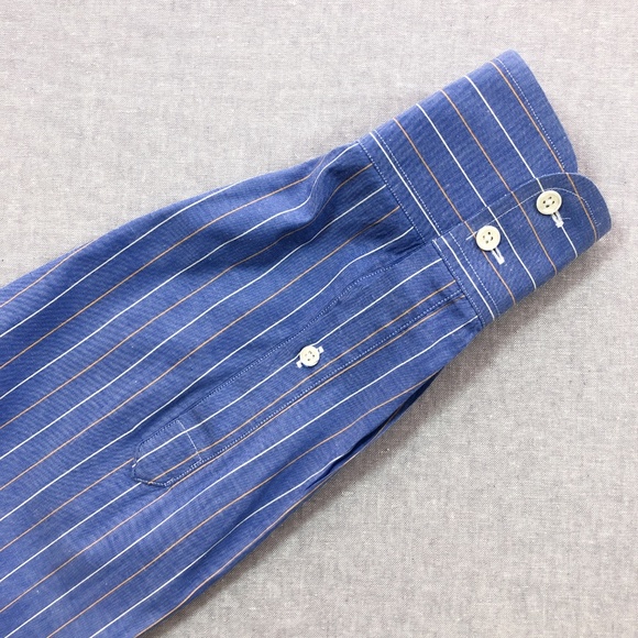 VTG Burberry Blue Multicolor Stripe Shirt 15.5 34 - Picture 4 of 8